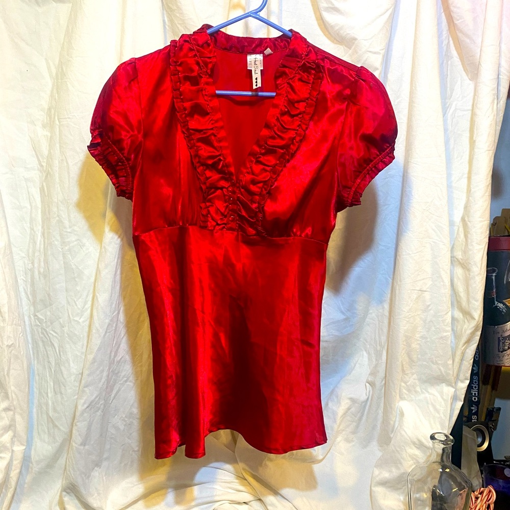 Heart soul silk red size small blouse
